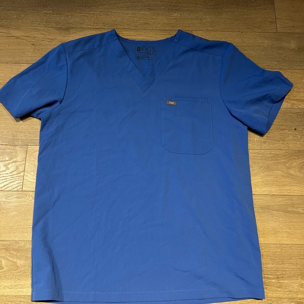 Figs Men's Royal Blue V-Neck Tee